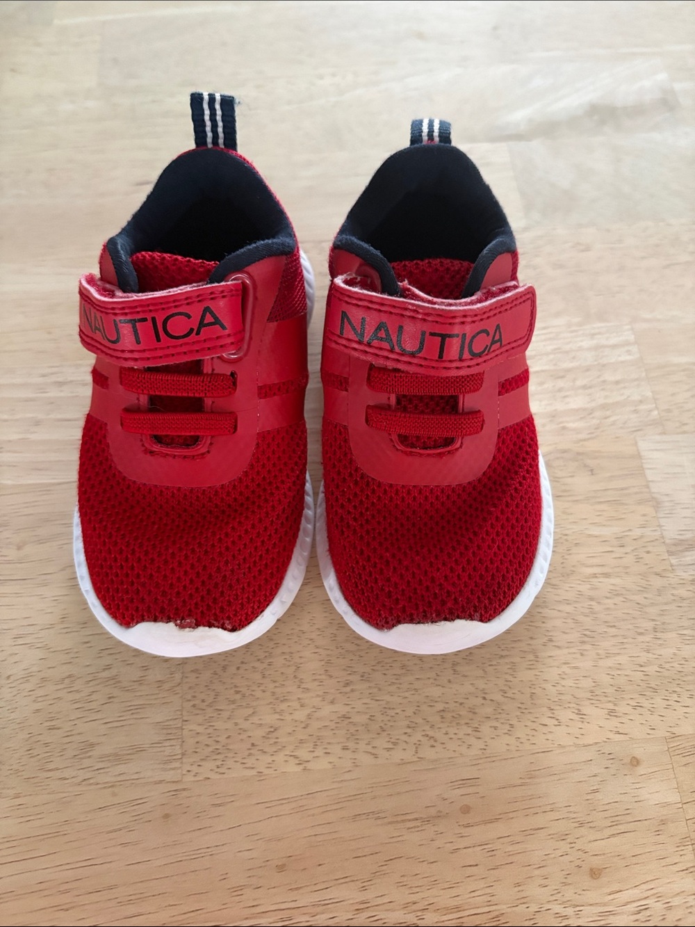 Nautica Kids Red Mesh Hook-and-Loop Athletic Sneakers